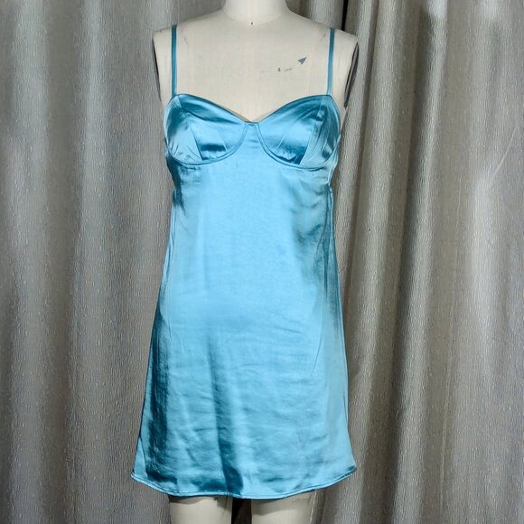 Wild Fable Baby Blue Satin Slip Mini Dress - Size XS - Picture 2 of 12